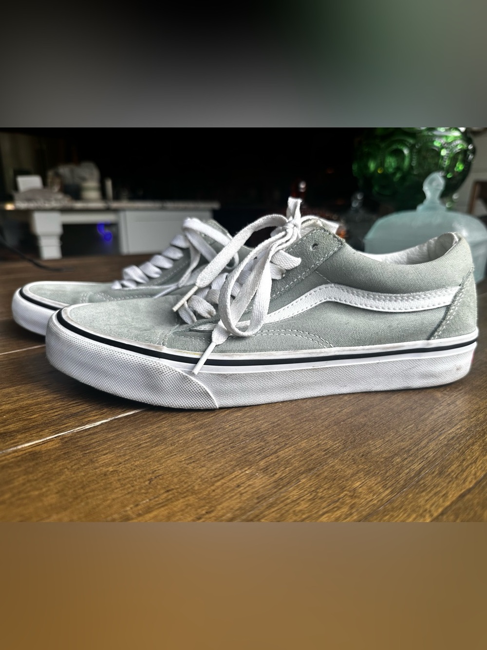 Vans Old Skool Low Top Sneakers - Light Green& White